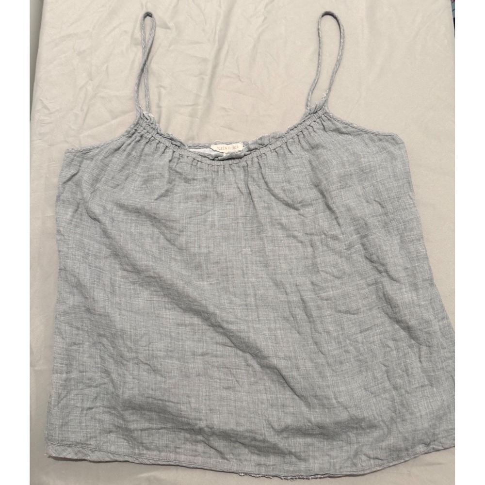 NEW Eileen Fisher Moon Cotton Tencel Doubleweave Camisole Tank Top Grey Medium